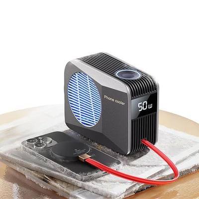 50W Magnetic Liquid-Cooled Phone Cooler for Gaming Live Streaming, 2.1M Extra Long Red Cable, 31dB Low Noise RGB Radiator for MagSafe iPhone Android iPad Tablet, Gray