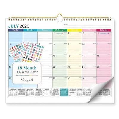 Wall Calendar 2026-2027, 18 Months Academic Calendar, July. 2026 - Dec 2027, 14'' × 11'', Monthly Wall Hanging Calendar with Thick Paper for Office Home (Colorful)