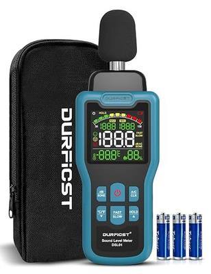 Decibel Meter, DURFICST Sound Level Meter 30-130dB, SPL Meter with Temperature & Humidity, A/C Weighted DB Meter with dB/SONE, Fast/Slow, MAX/MIN, for Home, Office, Factory, Neighbor Noise