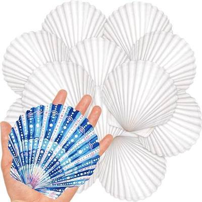 20Pcs 4-5 Inch Large Scallop Shells for Crafts | Natural White Scallop Shells for Baking, Painting, DIY Crafts, Decoupage, Beach Wedding Decor, Large Seashells Bulk for Home