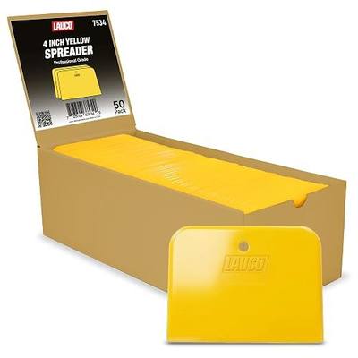 LAUCO Auto Body Filler Yellow Spreaders (Pack of 50) - Size 4" Reusable Plastic Spreader for Automotive Fillers, Putties, Glazes, Caulks and Paint - Easy Application