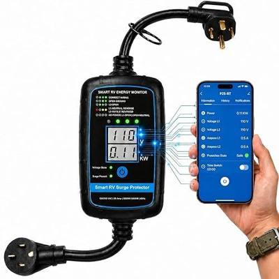 Bluetooth Smart RV Surge Protector 30Amp EPO | KWH Meter|Rv Surge Protector Circuit Analyzer App Control, Auto-Reconnection, Built-in Buzzer, Replaceable Module UL Listed (RV Surge-Bluetooth -50A)