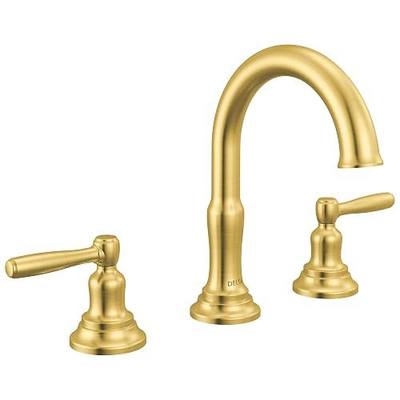 Delta Roe Brushed Gold Bathroom Faucet 3 Hole, 8 Inch Widespread Bathroom Sink Faucet for Vanity, Push-Pop Drain Assembly, Brushed Gold 35985LF-GB