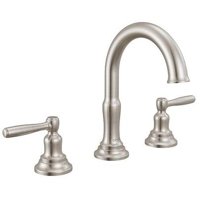 Delta Roe Brushed Nickel Bathroom Faucet 3 Hole, 8 Inch Widespread Bathroom Sink Faucet for Vanity, Push-Pop Drain Assembly, Stainless 35985LF-SS