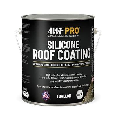 AWF PRO 100% Silicone Roof Coating, White, 1 Gallon | High Solids Commercial Roof Restoration Coating & Waterproof Membrane for Flat and Low-Slope Roofs