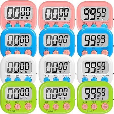 12 Pack Digital Kitchen Timers for Cooking, Loud Alarm Large LCD Display Magnetic Classroom Timers for Teachers Kids, Extensively Use in Classroom, Cooking, Meeting, Gym