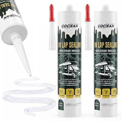 Non-Leveling RV Roof Sealant, RV Window Sealant, Clear RV Caulk | 2 Pack RV Silicone Sealant Exterior, Waterproof Non-Sag Lap Sealant for RV Roofs, Skylights & Vertical Surface Leak Repair