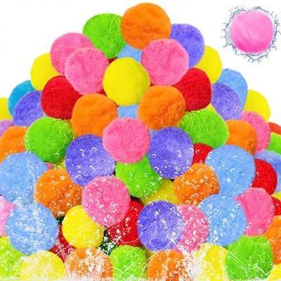 140 Pcs Reusable Water Splash Balls,2.4 Inch Colorful Water Ball with a Mesh Bag for Kids,Pool Party,Lawn,Beach,Outdoor Game Activities