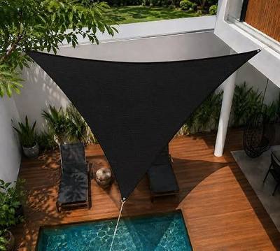Heavy Duty 20'x20'x20' Triangle Black Sun Shade Sail – 260 GSM Commercial Grade, Strong, Stylish, and Built to Last