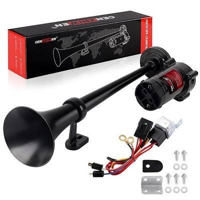 12V Motorcycle Air Horn for Truck with All-in-One Air Compressor | 150dB Metal Loud Upgraded 3.0 Train Horn, Easy Install, Universal Car Horn Kit for 12V Cars/Truck/Pickup/Motorbike/SUV/Boat