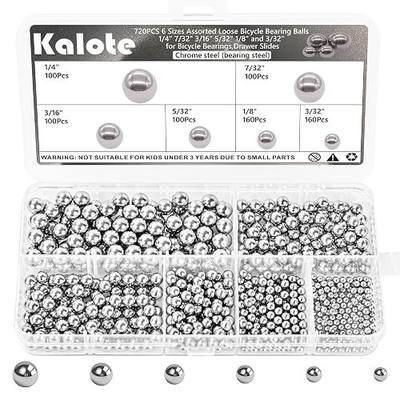 720Pcs Chrome Steel Bearing Balls Assortment,G25 Precision Imperial | 6 Sizes - 1/4", 7/32", 3/16", 5/32", 1/8", 3/32", Good Hardness and Durability, For Bicycle Bearings, Drawer Slides, Casters