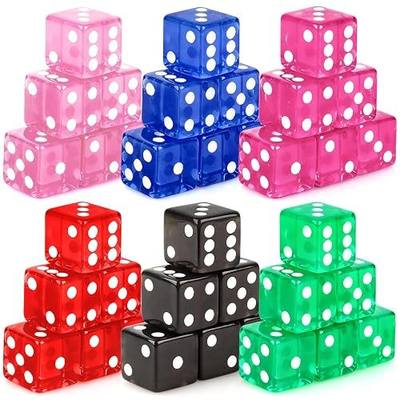 36 Piece 19mm Casino Style Craps Dice Sets Acrylic Translucent D6 Dice Square Rounded Edge for Casino Craps Table Games Night Board Games Party Bar Entertainment Math Teaching Supplies