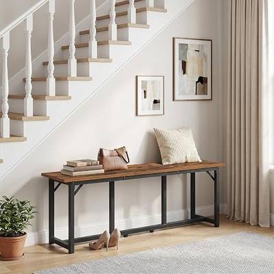 MAHANCRIS Dining Bench, Dining Table Bench, Industrial Kitchen Bench | 47.2 Inch Rustic Entryway Bench, Easy to Assemble, Steel Frame, for Kitchen, Living Room, Bedroom, Hallway, Rustic Brown
