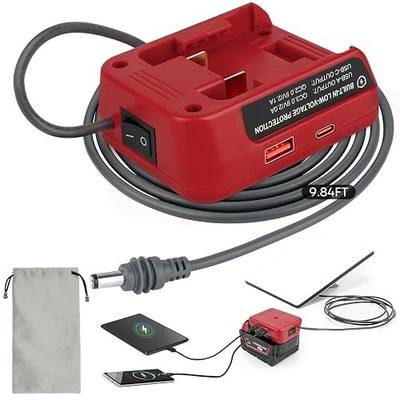 Starlink Mini Battery Adapter Compatible Milwaukee M18 18V Batteries, Portable Power Converter with 9.84FT DC Cable, Low Voltage Protection, USB-A/USB-C Charging Ports for Camping/RV/Hiking