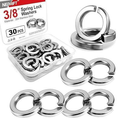 30PCS 3/8" Spring Lock Washers, 304 Stainless Steel Split Washers | DIN 127 style, Split-ring design
