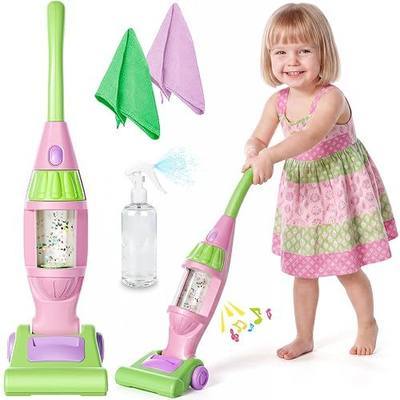 Pink Kids Vacuum Cleaner with Lights & Sounds, Toddler Girl Toys Ages 3+ | Includes Toy Vacuum, Spray Bottle & 2 Cleaning Cloths, Montessori Cleaning Toy for Pretend Play, Preschool Learning Activity