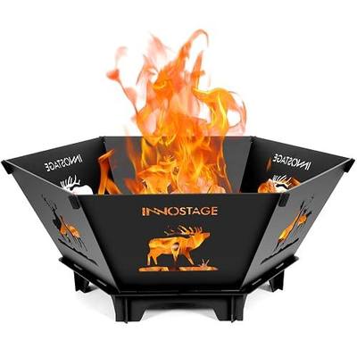 37Inch Collapsible Fire Pit for Camping with Tote Bag | Large, Foldable, for Patio, Outside, Wood Burning, Outdoor, Indoor, BBQ, Bonfire of Backyard, 6 Persons