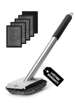 Bristle-Free Steam Grill Brush with 5 Replacement Pads – No Bristle Shedding. Unique Steel Fibers Pads Efficiently Deep Clean All Kinds of Grills. A Safe Outdoor Grill Cleaner. Gift for Men/Dad.