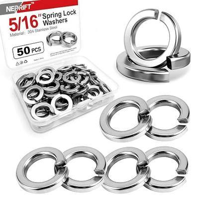 50PCS 5/16" Spring Lock Washers, 304 Stainless Steel Split Washers | DIN 127 style, Split-ring design