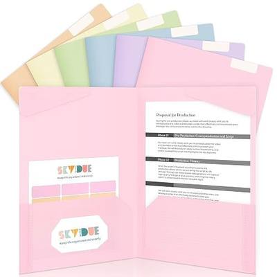 Folders with Pockets and Tabs, 6 Pack Plastic File Folders with 18 Labels, Letter Size School Folders with Pockets, Color-Coded Project Folders for School, Home and Office Soft Pastels Colors