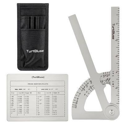 Pocket Pipe Caliper 3PCS Set, 304 Stainless Steel Pipe Measuring Tool up to 12", Pocket Caliper with Double-Sided Reference Card & Tool Pouch, Pipefitter Tools for Iron & Copper Tubing