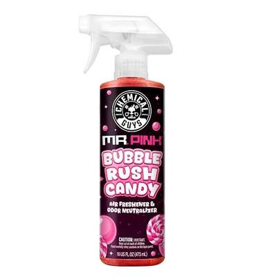 Chemical Guys, Mr. Pink Bubble Rush Air Freshener, Bubble Gum Candy, 16 oz | Sweet bubble gum candy scent refreshes interiors while neutralizing odors, full-size spray for any vehicle