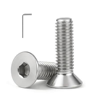 M5 x 12mm (25 Pack) Flat Head Hex Socket Cap Screws Bolts Countersunk Bolts, Hex Drive, 304 Stainless Steel 18-8, Fully Thread, Bright Finish