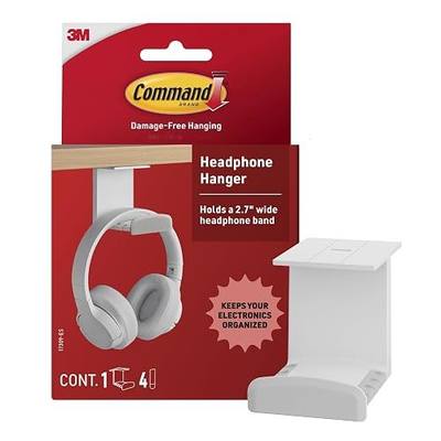 Command Headphone Hanger, 1 Hook, 4 Large Strips | Headphone Hanger For Desk, Offices, Bedrooms And Gaming Setups, Tool Free Mounting, Removes Cleanly With No Residue