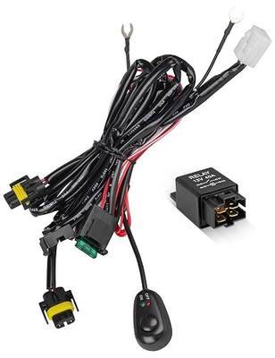 Anina H8 H11 Relay Harness Wire Kit with LED ON/Off Switch 40A Relay Fuse Wiring Set Compatible with Automtive Driving Light, Worklamp, Fog Light, Off-Road Lighting