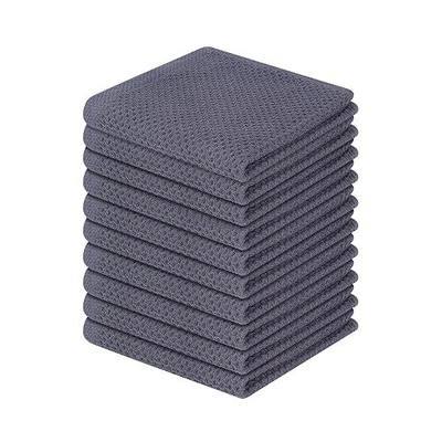 Homaxy 100% Cotton Waffle Weave Kitchen Dish Cloths 10-Pack, Dark Grey | 12 x 12 Inches, Ultra Soft Absorbent Dish Towels, Quick Drying Dish Rags with Hanging Loop