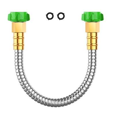 Metal Garden Hose Connector 2FT, Stainless Steel Small Hose Extension Adapter for Hose Reel, Short Flexible, Lightweight & Heavy Duty Water Pipe, No Kinking Outdoor Water Hose for Yard