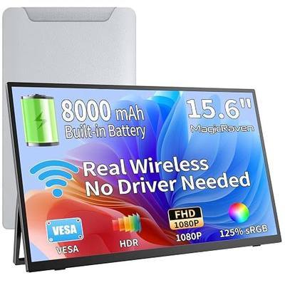 Wireless Portable Monitor with 8000mAh Battery- 15.6" 1080P IPS Second Screen for Travel/Office, AirPlay & Miracast Casting, Up to 5 hrs Use, No Cables or Drivers Needed, Works with Laptop/PC/Phone | AirPlay & Miracast, Up to 5H Battery, Works with Laptop/Phone/Tablet, Auto-Rotation, Second Screen f