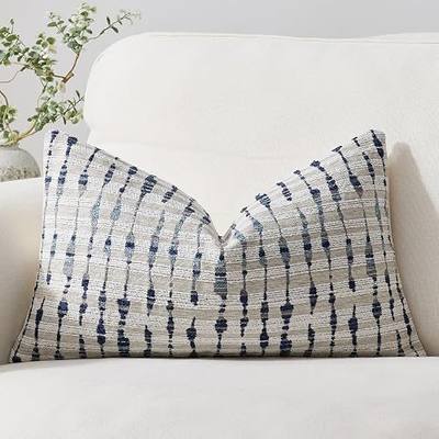 Boho Textured Lumbar Pillow Cover 12x20, Irregular Dot Accent Rust Decorative Pillow Case, Neutral Modern Farmhouse Couch Pillow Cover for Sofa Bedroom Living Room, Grey and Blue