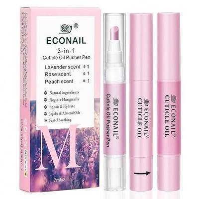 Cuticle Remover Pen, Ceramic Cuticle Oil Pusher Pen, Ceramic Cuticle Pen Pusher Peach/Rose/Lavender Scent Nail Strengther & Growth Cuticle Oil Pen for Hangnails Dry Nails 7ml x 3PCS