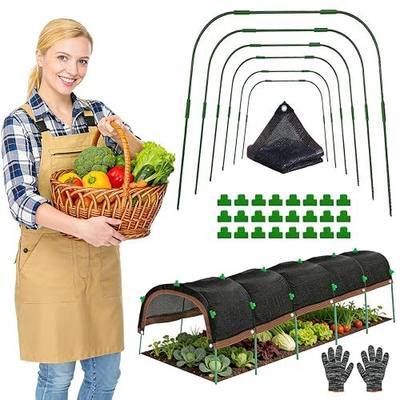 2026 Upgraded Garden Shade Cloth Kit 6.5x16.5FT Garden Shade Cloth for Plants Heat Protection with 6 Sets Garden Hoops for Raised Beds 75% Sunblock Shade Cloth Row Cover for Outdoor Plant Vegetables