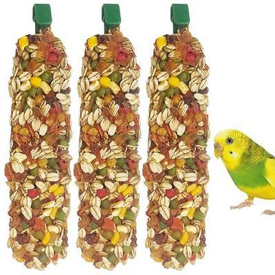 Parakeet Treats Sticks 3 PCS Bird Cereal Treat Natural Parrot Chewing Toys for Cockatiel Conure Lovebird Budgie Canary Finch(6.7inches,2.46ounce)