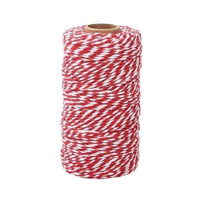 Cotton Twine 1.6mm 328FT Red and White Baker String for Holiday Decor | Soft Cotton Cord for Gift Wrapping, Baking Packaging, Knitting Crafts, Holiday Decorations, Photo Card Hanging & Kitchen Use