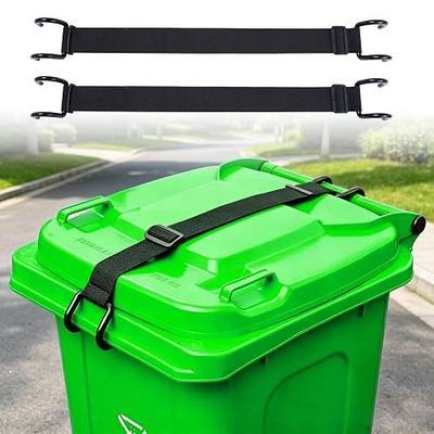 2 PCS Trash Can Lock Heavy Duty Metal Non-Slip Double Claw Trash Can Lid Lock for Animal Proof, Adjustable Strap Windproof Garbage Can Lock for Raccoons, Dogs, and Pests Fits Most Wheelie Bins