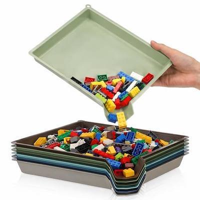 Reallnaive 6 Pcs Plastic Art Sorting Funnel Trays Quick Sorting Activity Serving Tray Stackable Craft Organizer for Classroom Beads Organizing Home Back to School DIY Project (Earthtone Color)