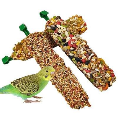 Parakeet Treats Sticks 3 PCS Bird Cereal Treat Natural Parrot Chewing Toys for Cockatiel Conure Lovebird Budgie Canary Finch(6.7inches,2.46ounce)