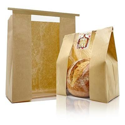 BIUBIU 25Pcs 16x10x5in Extra Large Paper Bread Bags with Tin Tie Tab Lock, XL Sourdough Bread Bags for Homemade Bread with Cute Stickers Ideal for Supersize Baked Goods & Bakery Storage