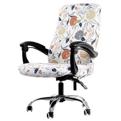 WOMACO Office Chair Covers Stretch Printed Computer Chair Slipover Universal Floral Boss Chair Protector Modern Simplism Style High Back Desk Chair Slipcovers (Color Flowers, Large)