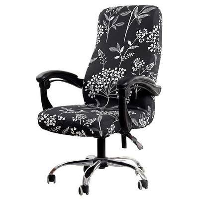 WOMACO Office Chair Covers Stretch Printed Computer Chair Slipover Universal Floral Boss Chair Protector Modern Simplism Style High Back Desk Chair Slipcovers (Black Tree, Large)