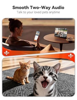 WOPET Automatic Cat Feeder with Camera for Two Cats, 6L Smart Pet Feeder with 1080P HD Video & Night Vision, 5G/2.4G WiFi Cat Dog Feeder, 2-Way Audio, SD Card Storage, Up to 10 Meals per Day