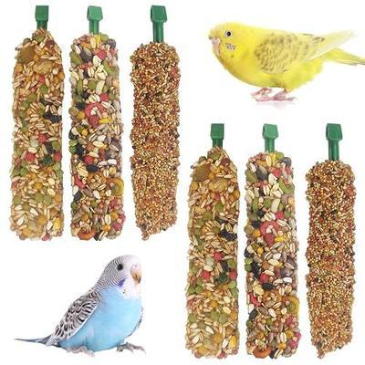 Parakeet Treats Sticks 6 PCS Bird Cereal Treat Natural Parrot Chewing Toys for Cockatiel Conure Lovebird Budgie Canary Finch(6.7inches,2.46ounce)