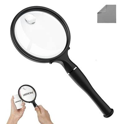 10X 30X Magnifying Glass, Handheld Reading Magnifier, 90MM Anti-Glare Acrylic Lens for Seniors Reading Newspaper, Books, Small Print, Nature Exploration, Hobby Observation