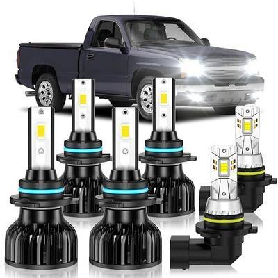 Fit for 2003-2006 Chevrolet Silverado Hi/Lo Fog Light Bulbs Combo | Silverado 1500 2500HD 3500 Hi&Lo Dual Beam Fog Lamp Combo, 6000K, 600% Brighter, Hollow Out Base & Fan Cooling, Pack of 6