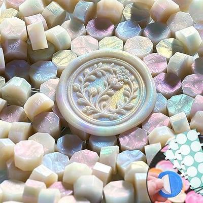 Wax Seal Beads,300pcs Laser Color Mix Sealing Stamp Wax Pellets Refill with 30pcs Double Side Adhesive Stickers for Stamp Seals Wedding Invitations Envelopes DIY Craft Projects