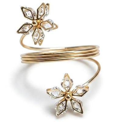 Gold Napkin Rings Set of 12 – Crystal Flower Design – Luxury Napkin Rings Gold for Wedding, Dinner & Elegant Table Decor