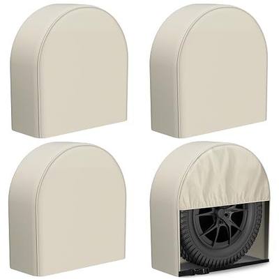 eletecpro RV Tire Covers, Fit 26-29 Inch Tire, Light Beige, 4-Pack | Waterproof Coating, Tough 600D Oxford Fabric, UV Protection, Universal Fit for Most Tires, Easy to Install, All-Season